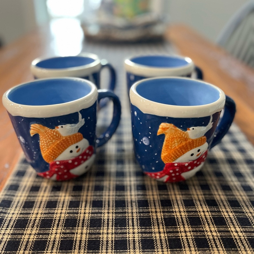 Snowman "Snowdays" Latte or Coffee Mugs, Set of 4